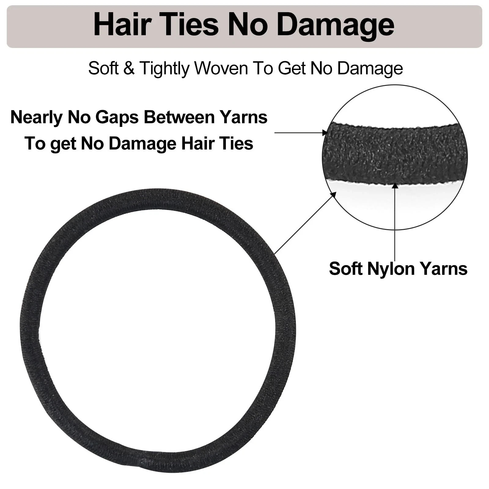Black Hair Ties for Women, Girls, Kids & Men 280 Bulk Pack, 4MM Ponytail Holders