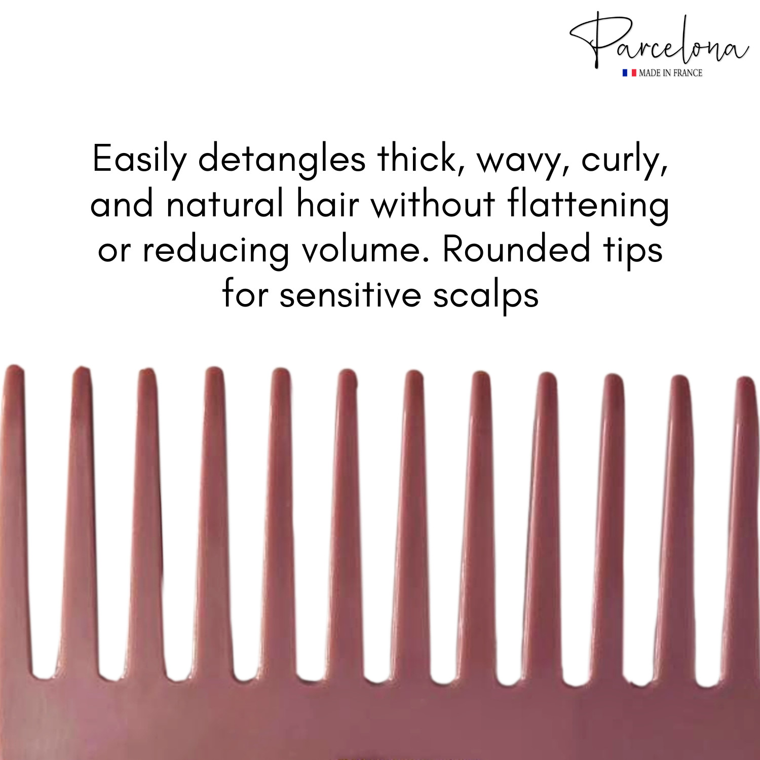Parcelona Wide Tooth French Detangling Comb – Cellulose Acetate Hair Comb for