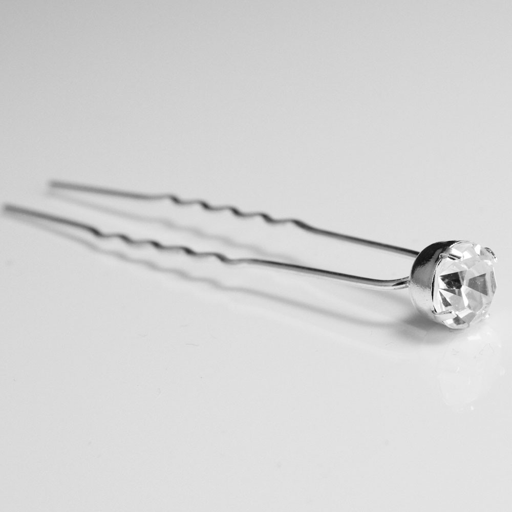 Silver Rhinestone Stud Bridal Wedding Hair Pin – One