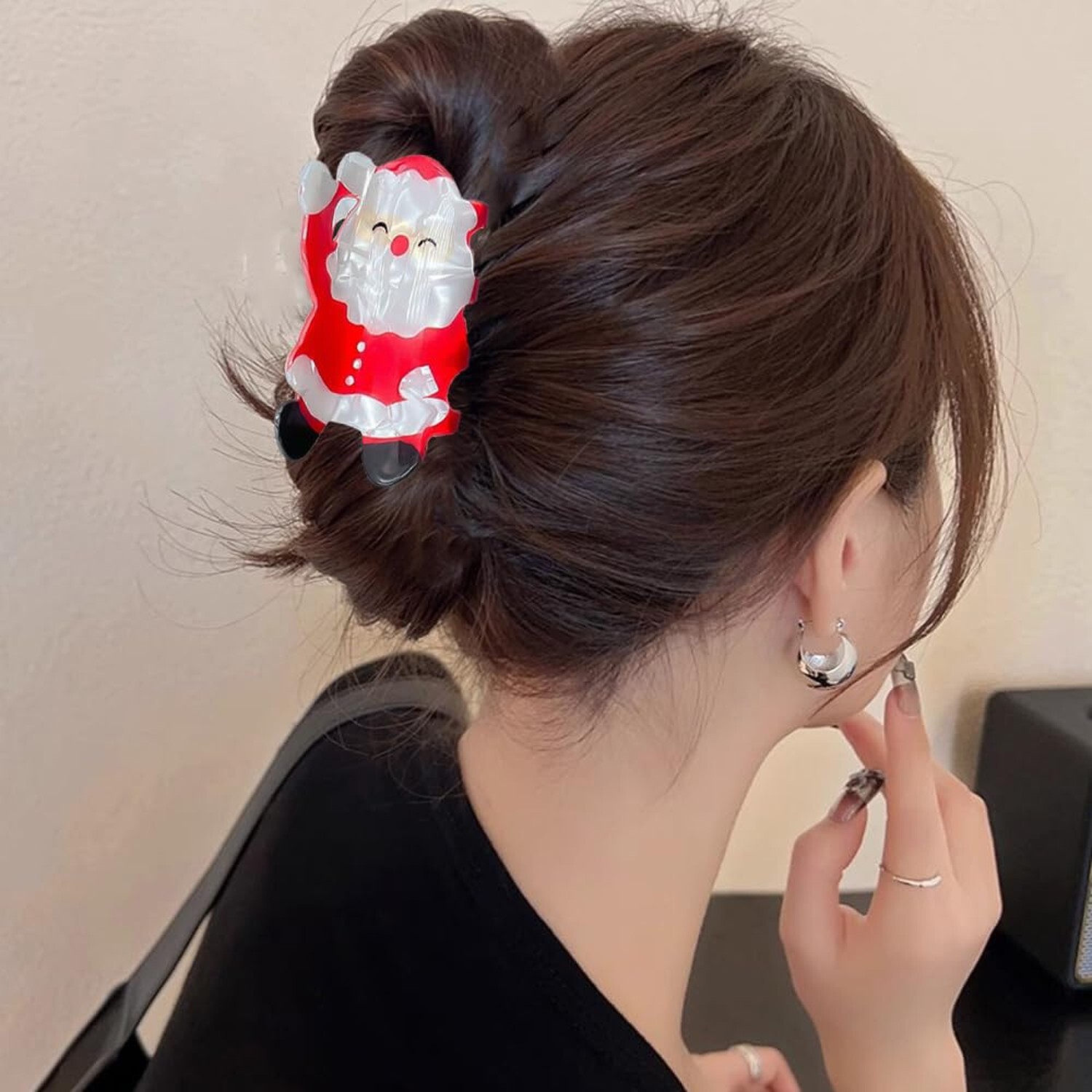 Christmas Hair Claw Clips 1Pcs Large Acrylic Hair Clips Red Santa Claus Shape…