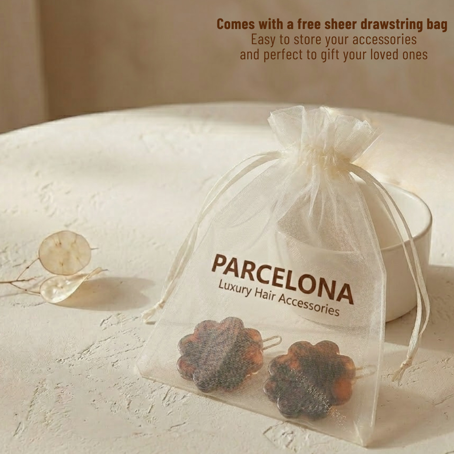 Parcelona Flower Tortoise Shell Hair Clip 1.5″ Small Tige Boule Barrette Womens
