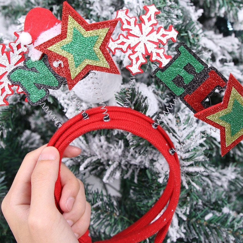 Christmas Headpiece Plastic Frame Fabric Holiday Photo Booth Prop