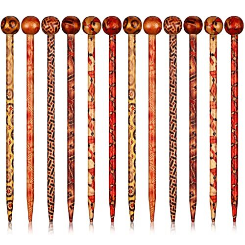 12 Pieces Chinese Hair Sticks Vintage Wood Hair Pins Japanese Style Retro Hair