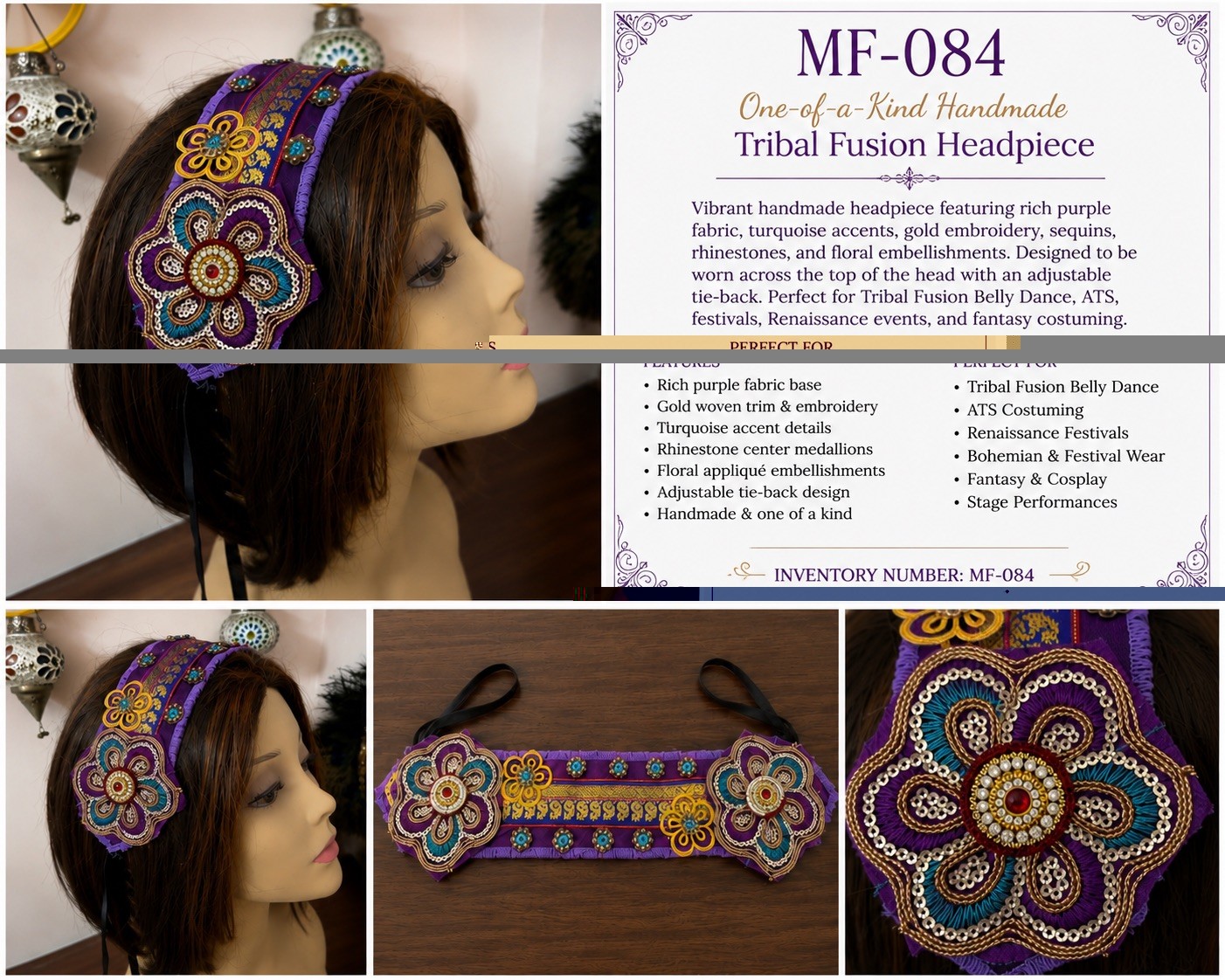 MF-084 One-of-a-Kind Handmade Tribal Fusion Headpiece Head Band Cosplay
