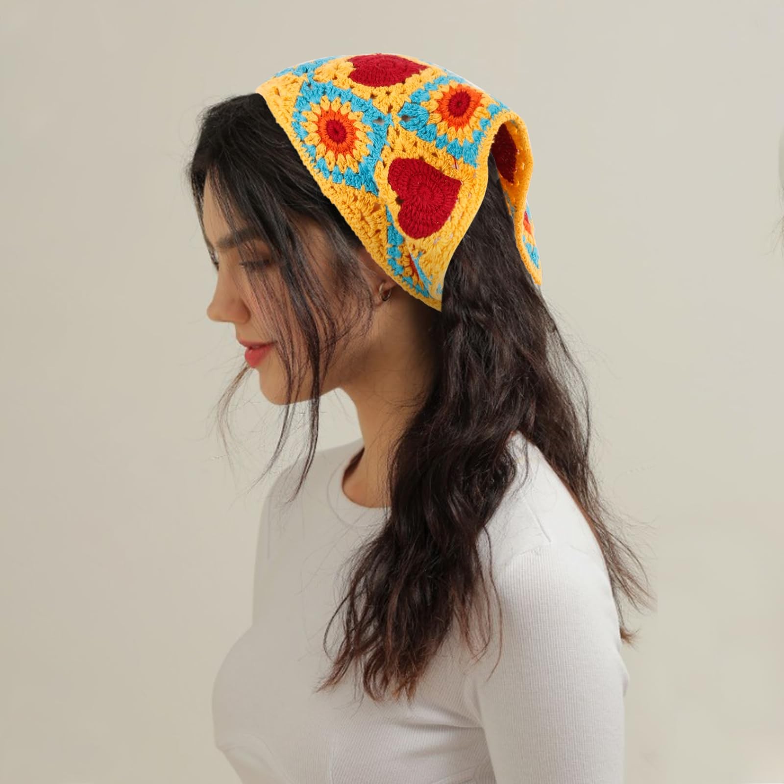 3 PCS Crochet Headband Triangle Head Scarf Bandanas Knitted Kerchief