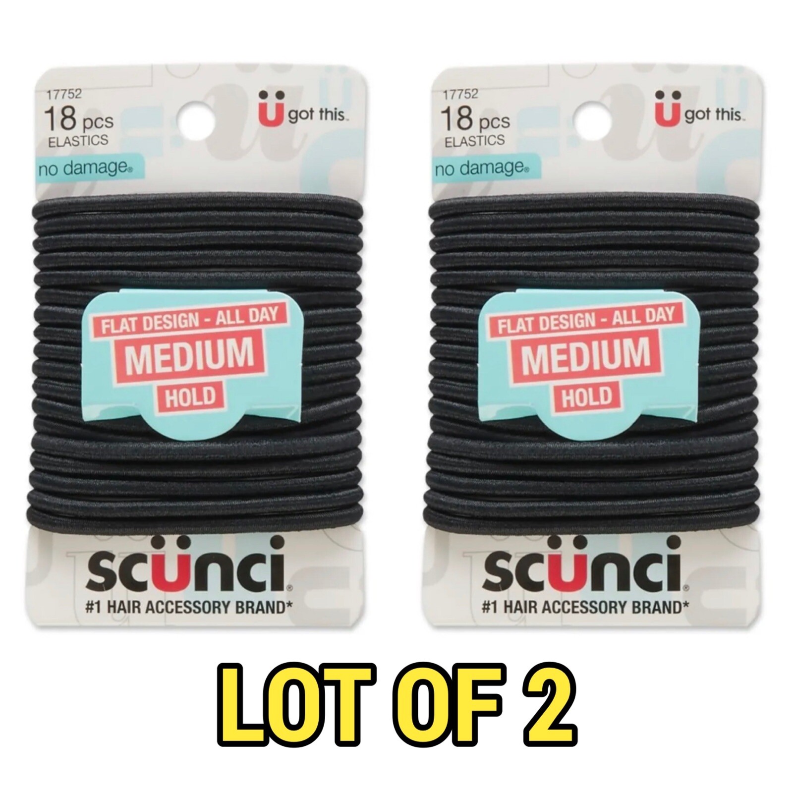 2 Packs: Scunci Super Soft Hair Ponytails Ponytailers, Black, 18-Pieces