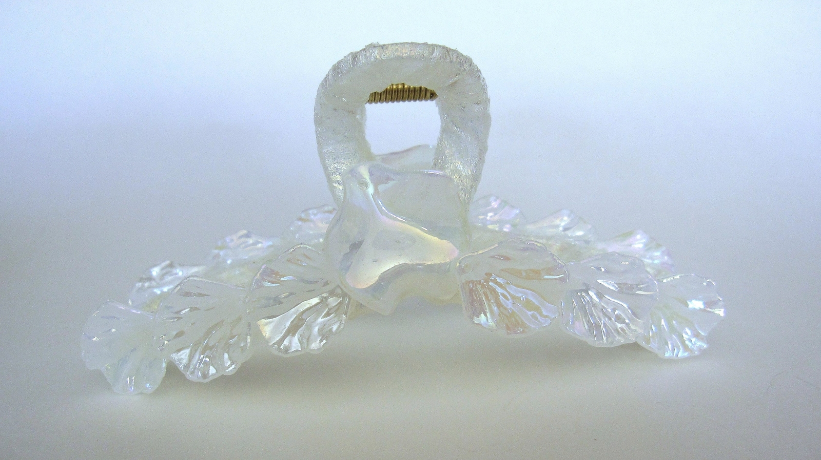 Large or medium pearly white iridescent shell design hair claw clip