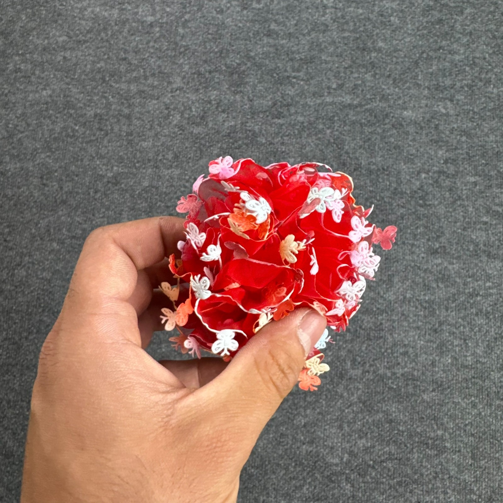 Claw Clip Red Tulle Organza Floral Hair Jaw Clamp L, Lot of 1