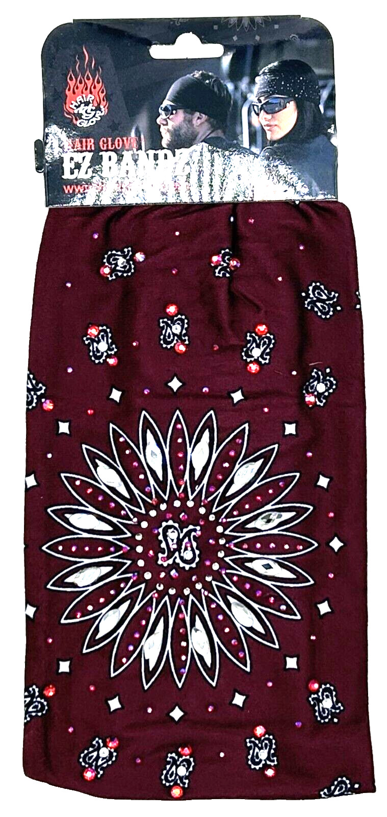 Hair Glove® Burgandy Sunrise Paisley w/Gems Ez Bandz #50333 Stretch Headband