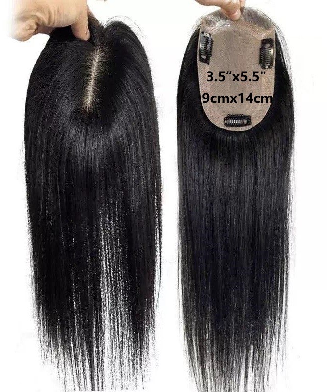3.5″x5.5″/5″x6″Stick on Front Silk Top Base 100% Remy Human Hair Topper 12″~18″