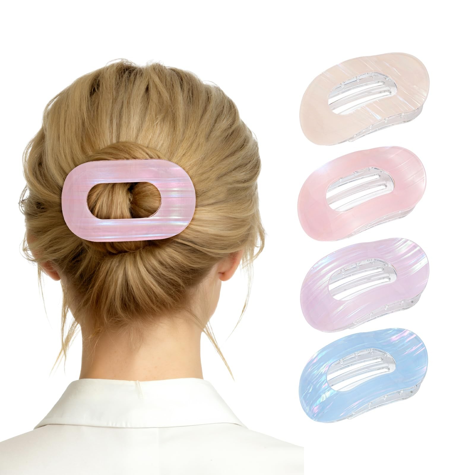 Lourny Flat Hair Clips for 1 Count (Pack of 1), Yellow+Blue+Pink+Purple