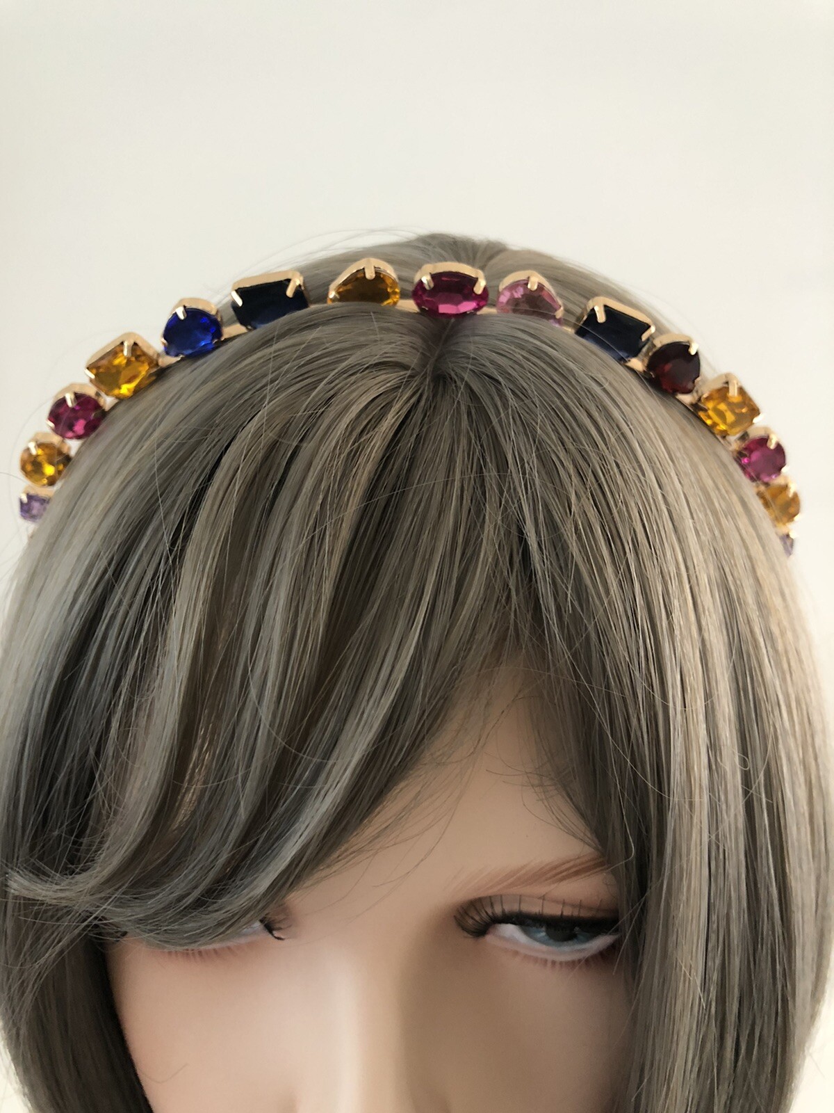 Women Girls Colorful Bling Crystal Gem Rhinestone Metal Head Hair Band Headband