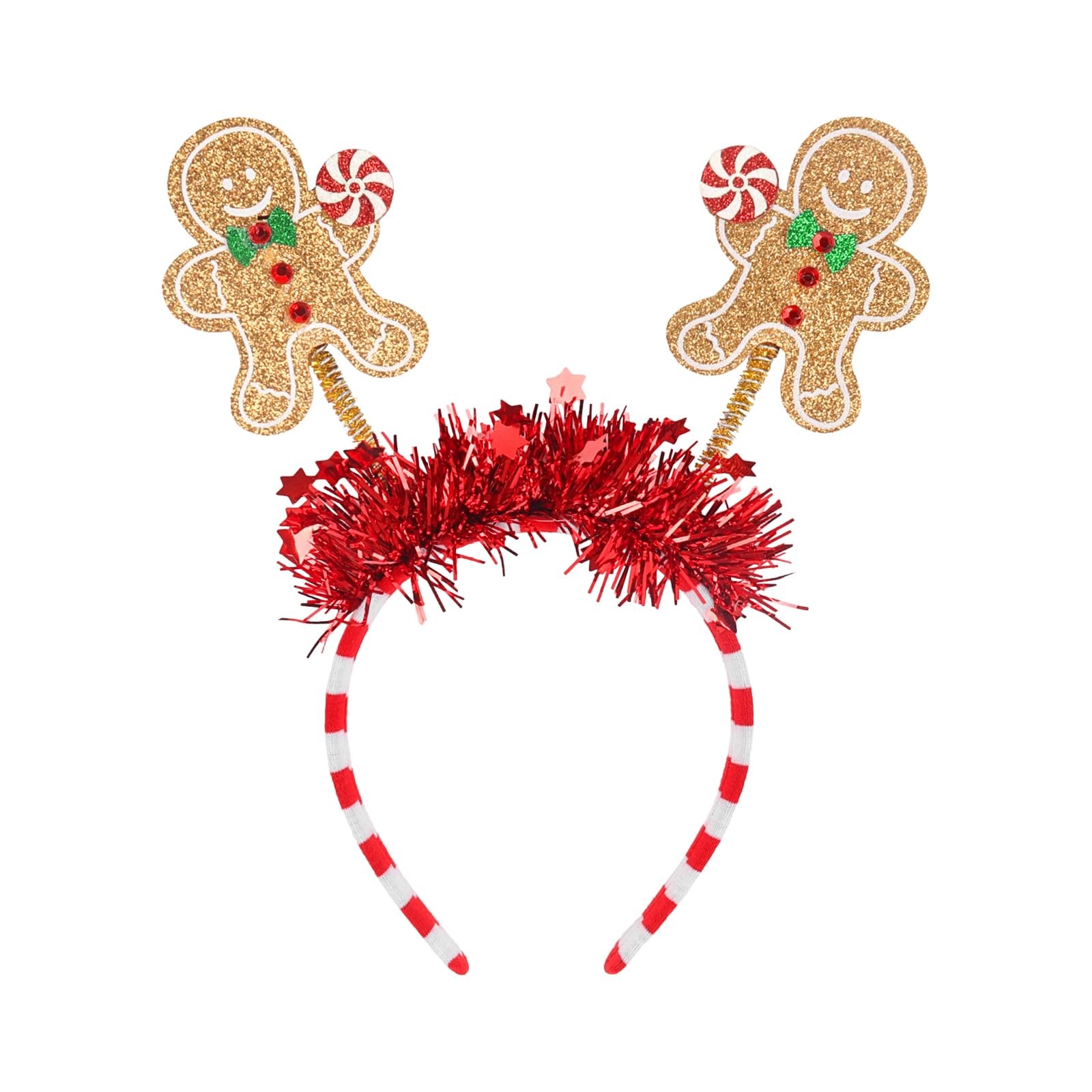Cute Glitter Rhinestone Candy Christmas Gingerbread Man Headbands Hair Band