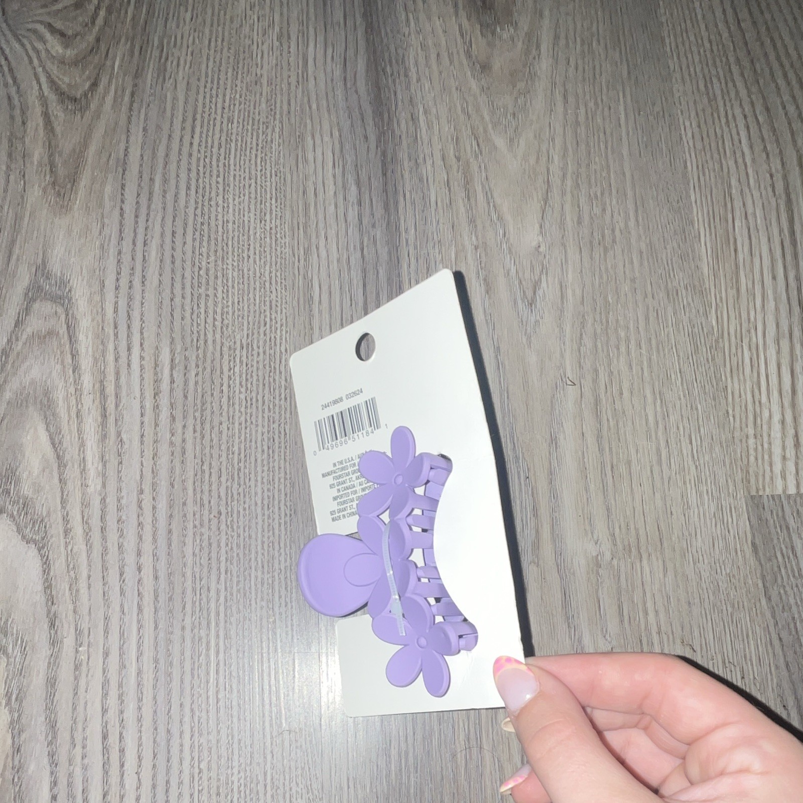 Purple Flower Floral Plastic Hair Claw Clip for Women & Teens