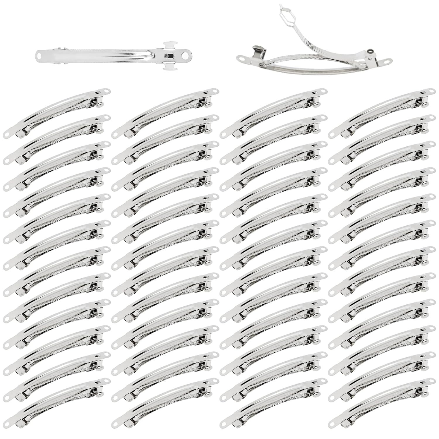 Dizila 50 Pack 8Cm/3 Inch Plain Blank Silver Metal DIY Craft French Barrettes Au