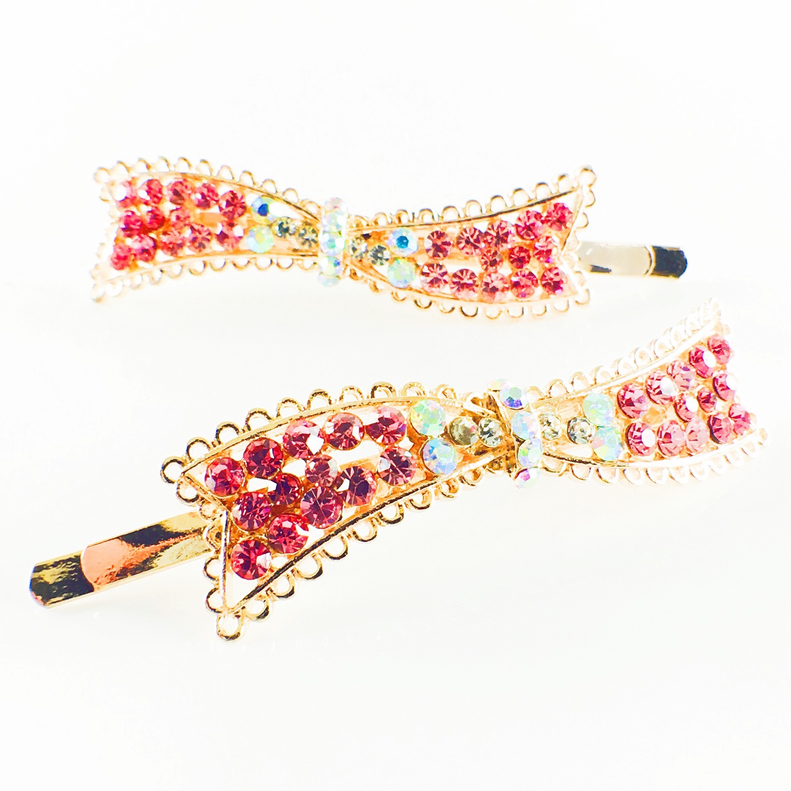USA Quality Bobby Pin Rhinestone Crystal Hair Clip Hairpin Wedding PINK B7 Gift