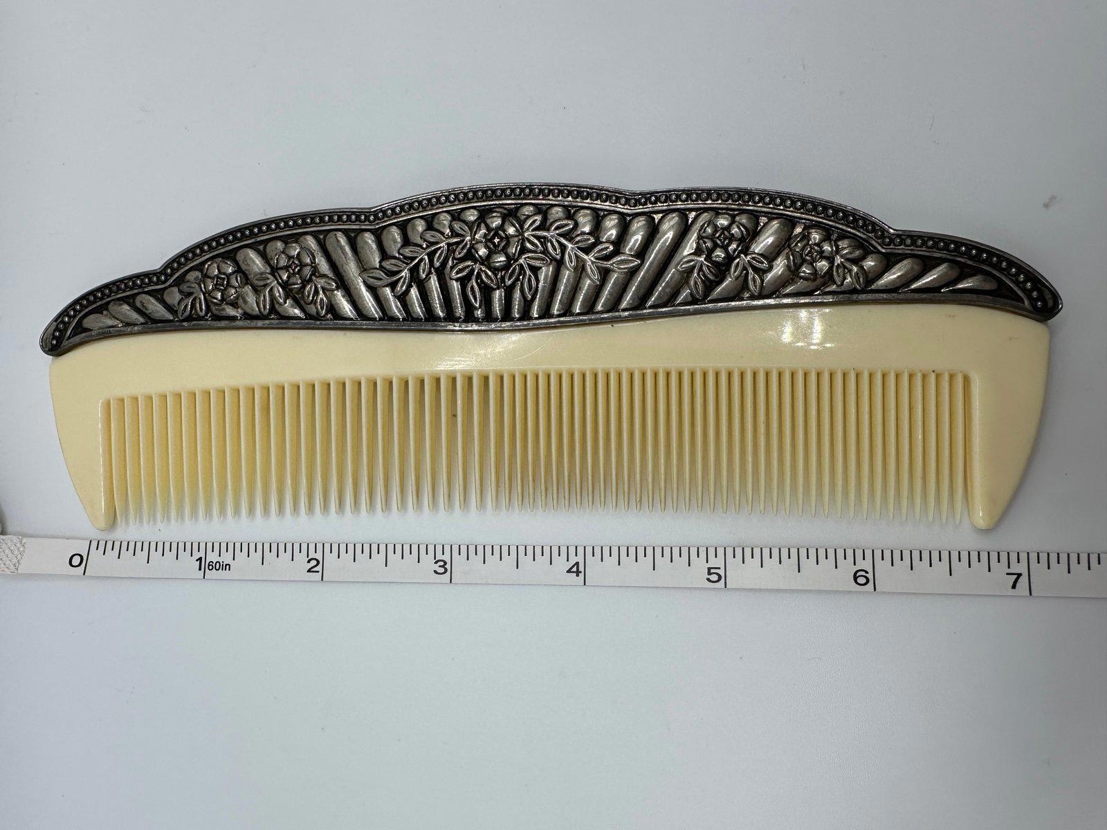 Vintage Godinger Silver Plated Vanity Comb with Flower Detail 7 Inches