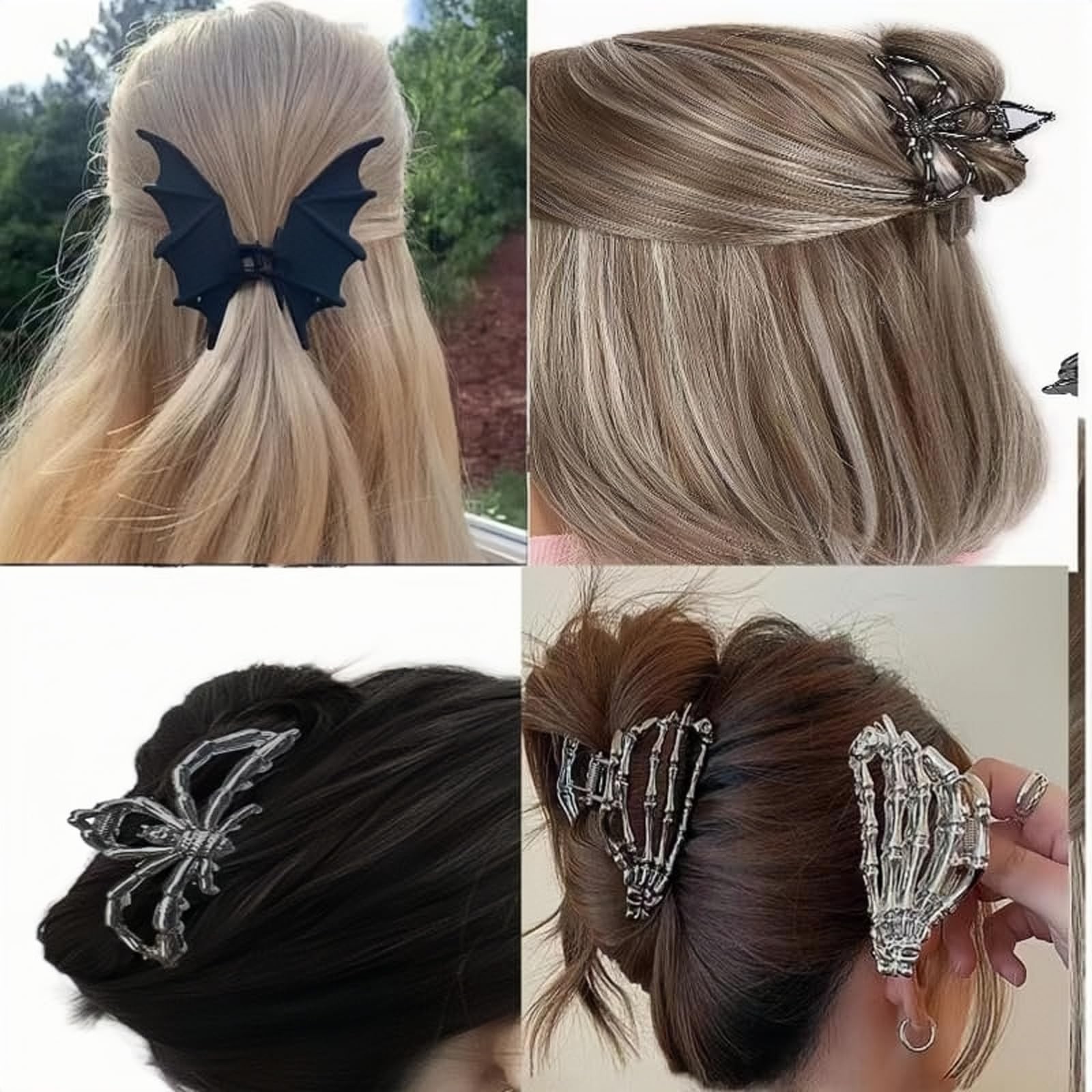 Jiajiubai 3-Pack Gothic Skeleton Hand Hair 1 Count (Pack of 1), black246