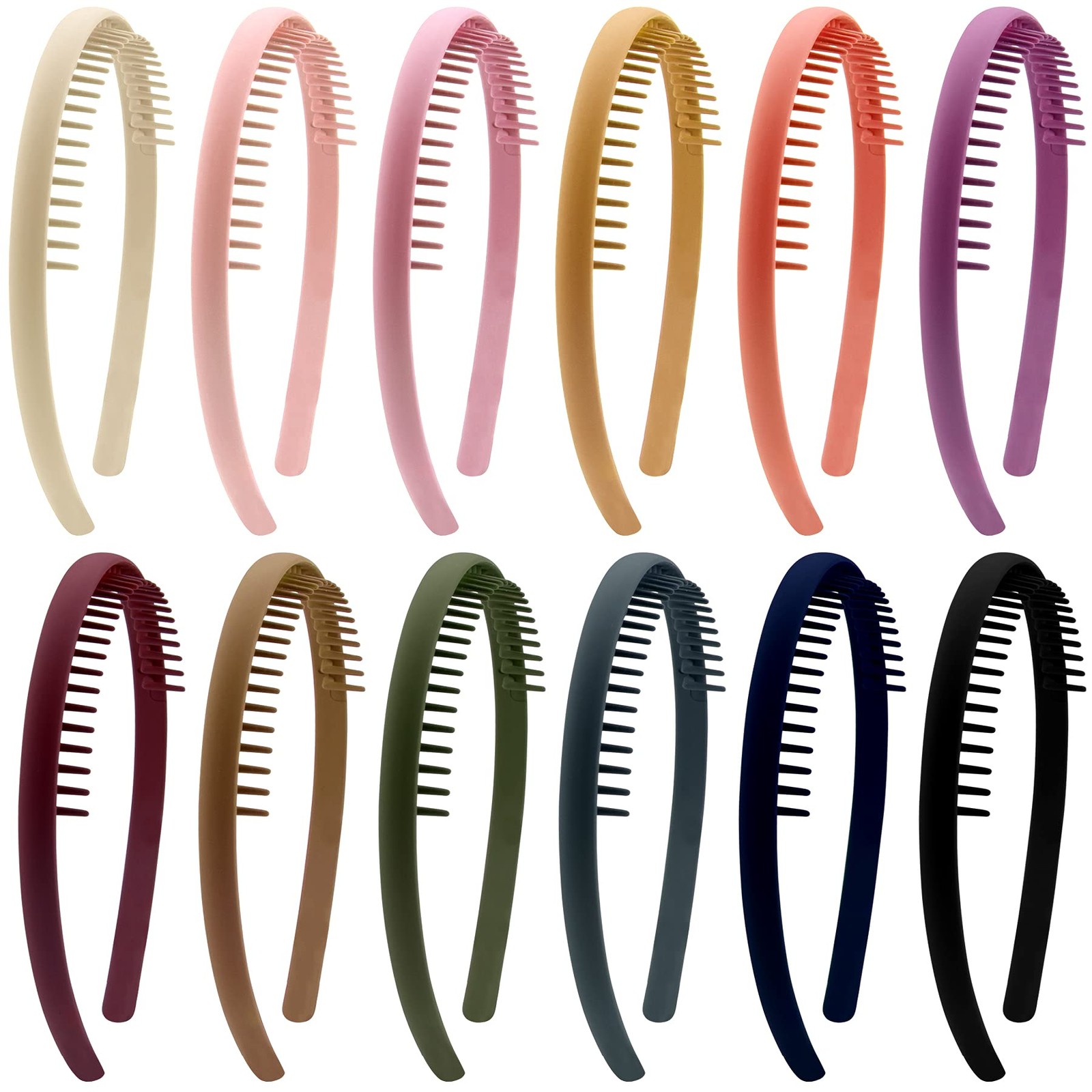 12 Pieces Hair Headbands with Teeth – Non-Slip Plastic Comb Headbands for Gir…