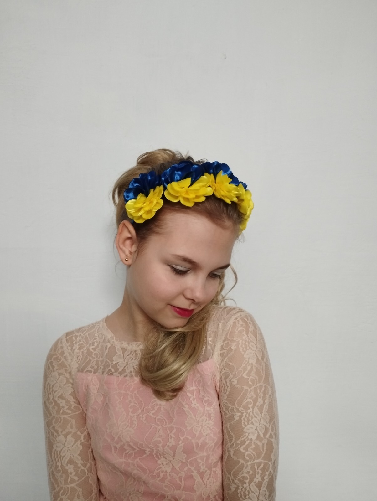 Ukrainian Yellow Blue Flower Hair Hoop Ukrainian flower crown Headband