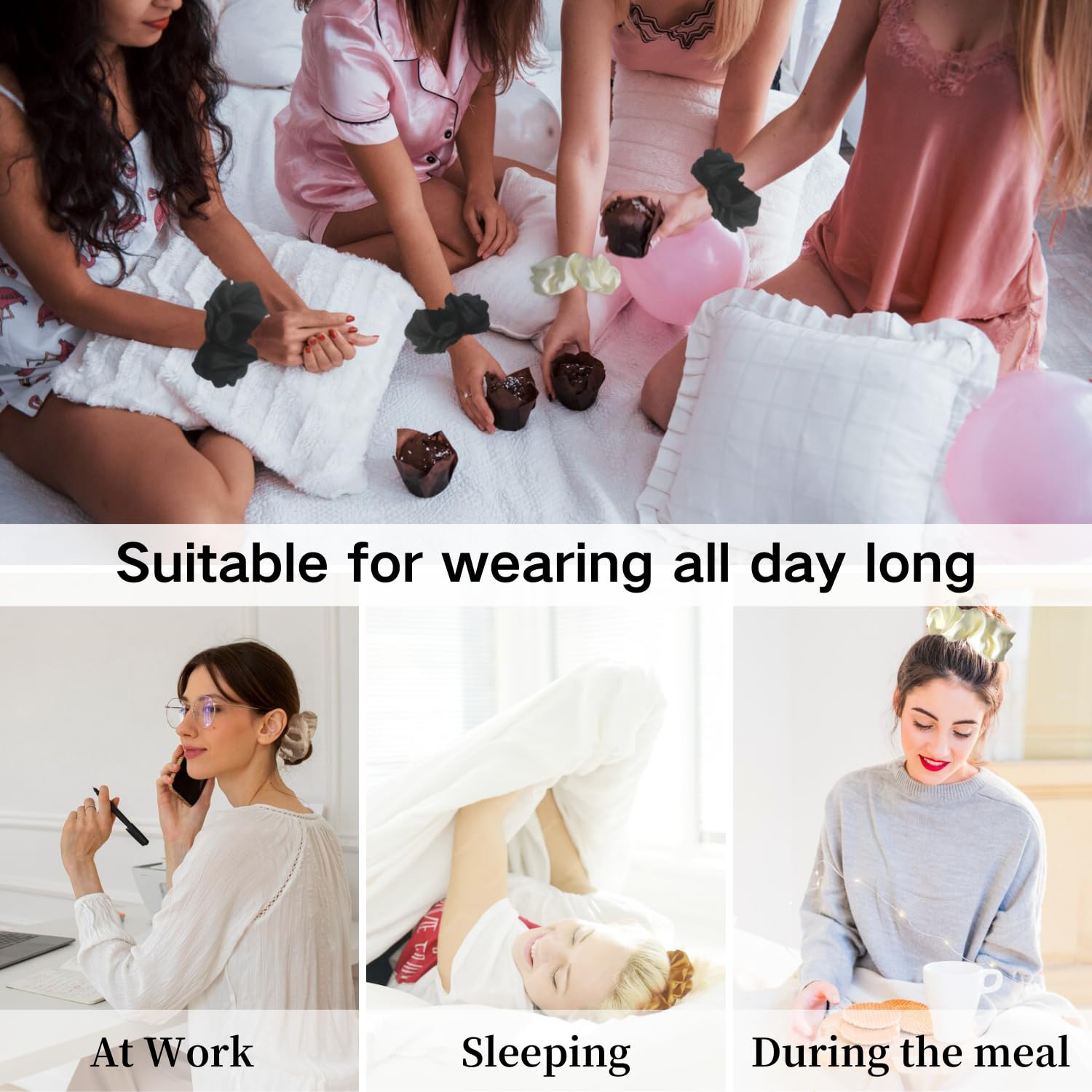 Oversized Satin Scrunchies for Women – Large Hair Ties Gentle No Damage, Soft Si