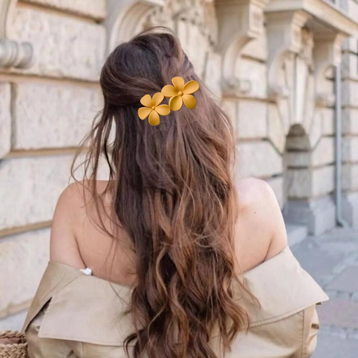 8Pcs Flower Flat Hair Clips, Stylish Lay Flat Claw Clips for Women Girls, Non-Sl