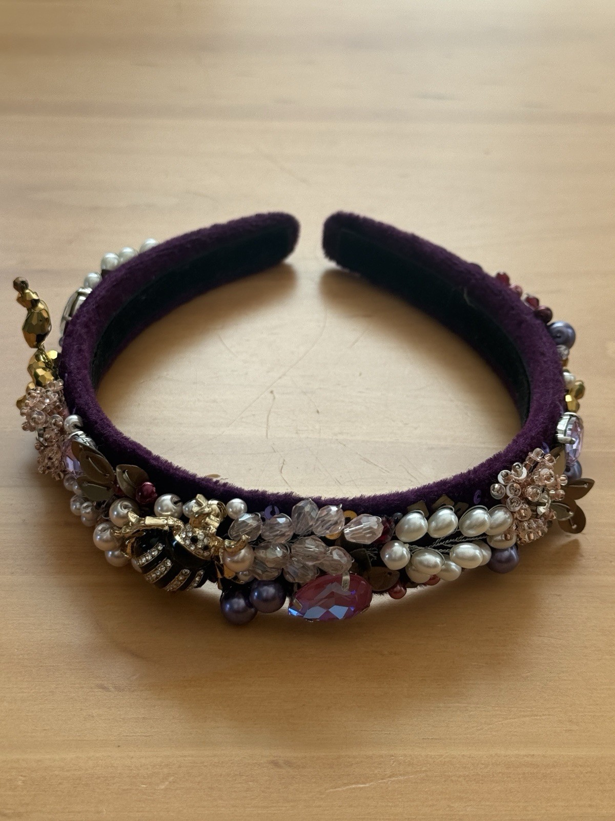 Handmade Beaded Headband Ukraine Crystal Pearl Embellished Floral Hairband New