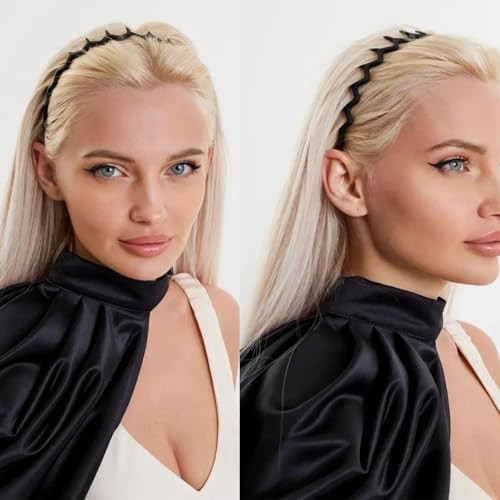 6 PCS Zig Zag Headbands Plastic Wavy Hair Head Band Comb with Teeth Hoop Accesso