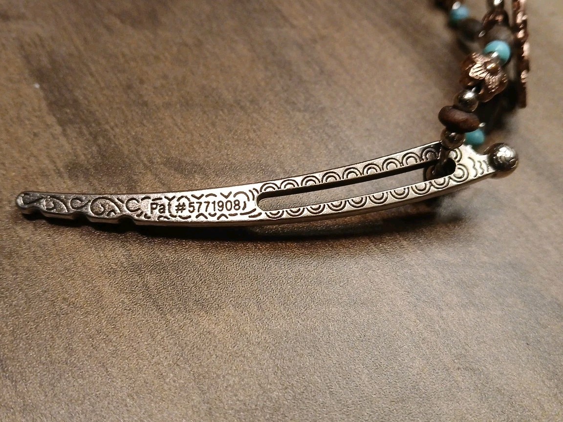Lilla Rose Metal Flex Hair Clip- Turquoise & Copper Flower Beads Unique & Rare