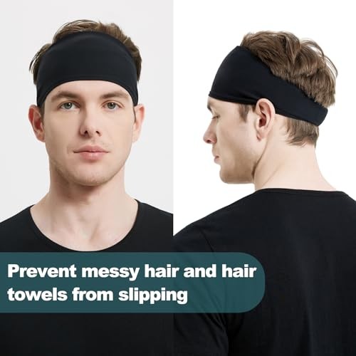 Running Headbands for Men（4 or One Size （4pack）Black,White,Dark blue,Dark gray