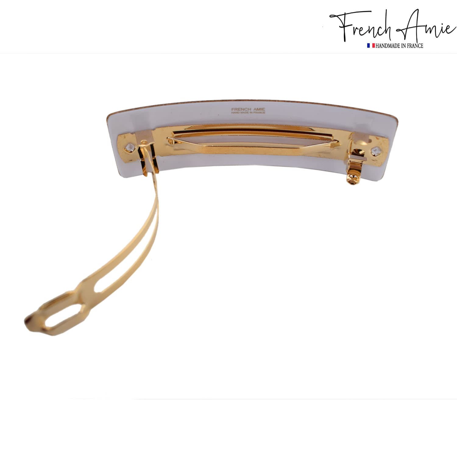 French Amie Rectangular Gold Glitter Cellulose Handmade Hair Clip Barrette