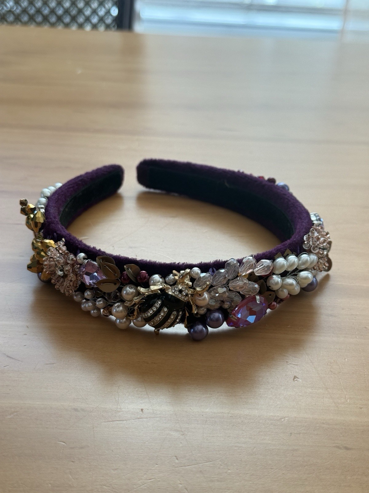 Handmade Beaded Headband Ukraine Crystal Pearl Embellished Floral Hairband New