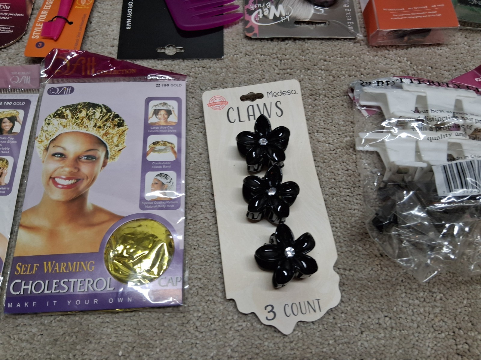 Hair Accessories Women Lot Of 15 Brushes Scissors Hair Caps Textured Hair New