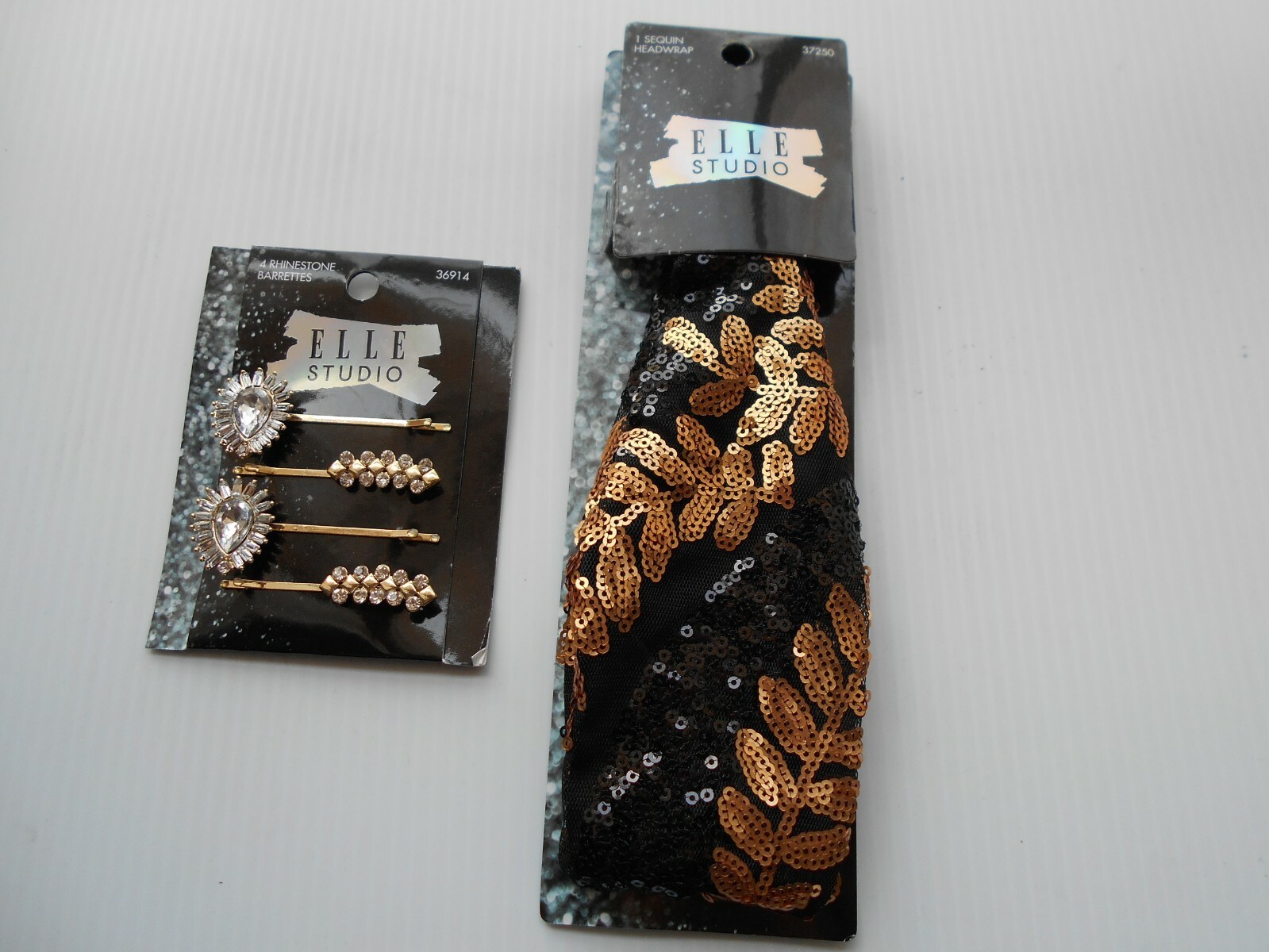 Elle Studio – 1 Sequined Headwrap and 4 Rhinestone Barrettes, NEW