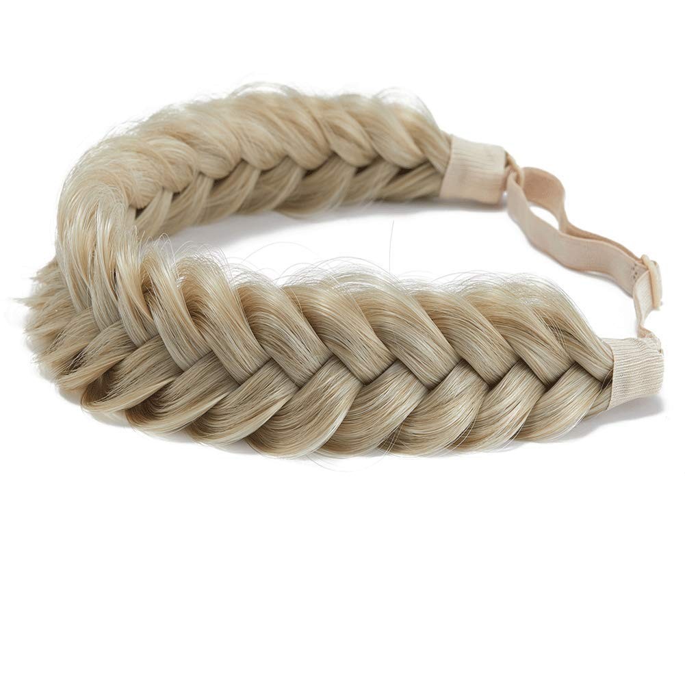 Synthetic Hair Braided Headband Classic Wide Strands Wedding Disorderly Fluff…