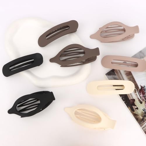 Flat Hair Claw Clips Set, 8 Pcs Large Non-slip French onesize Brown series
