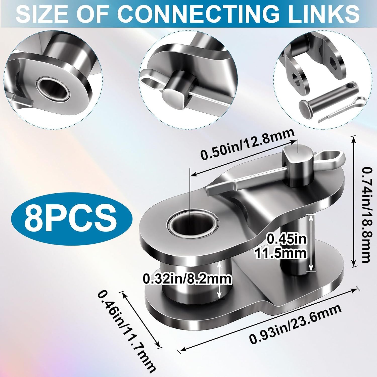 8Pcs #40 Roller Chain Offset Link, Carbon Steel Crank Link, Standard Chain End C