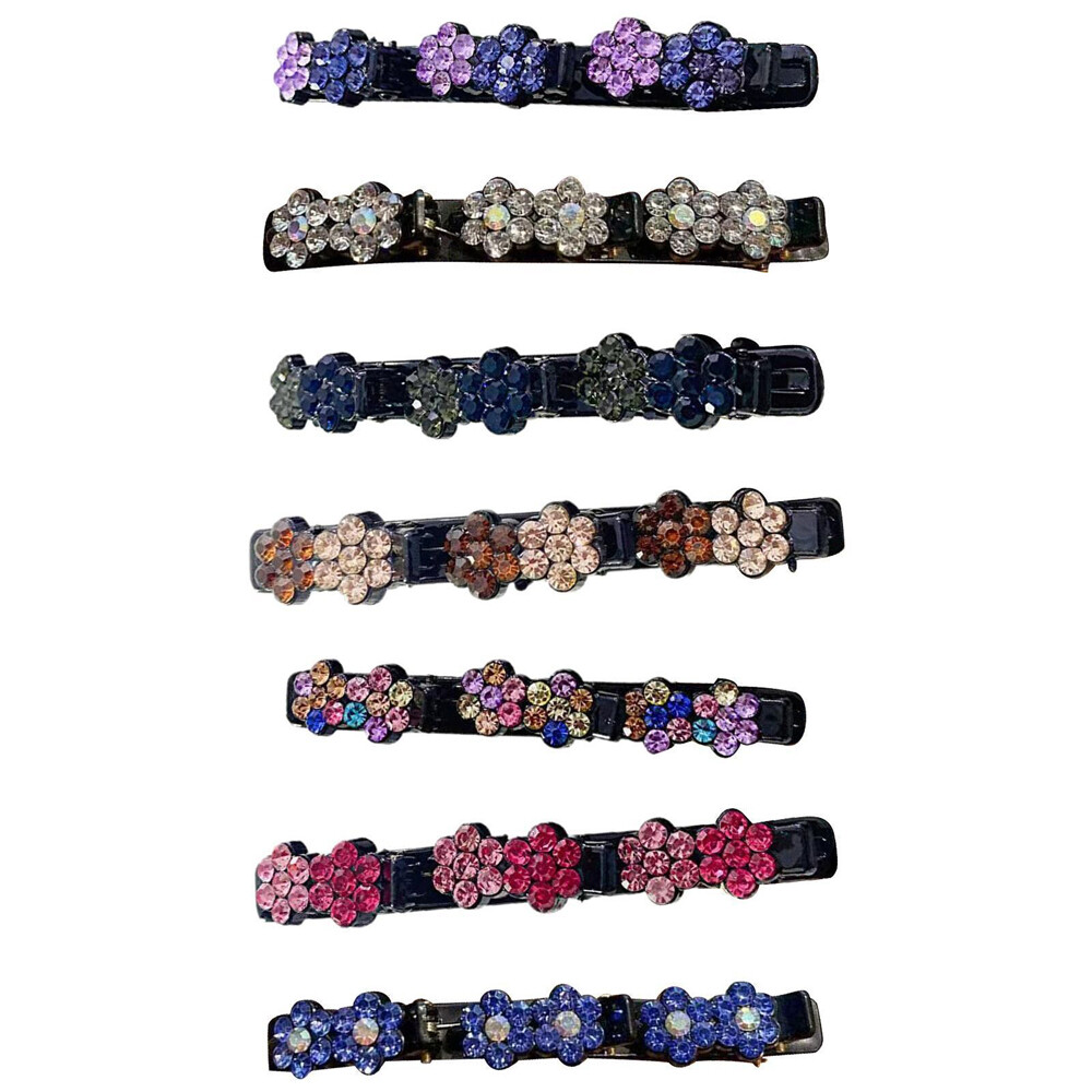 1/4/7x Sparkling Crystal Stone Braided Satin Rhinestone Fabric Easy Hair Clip US
