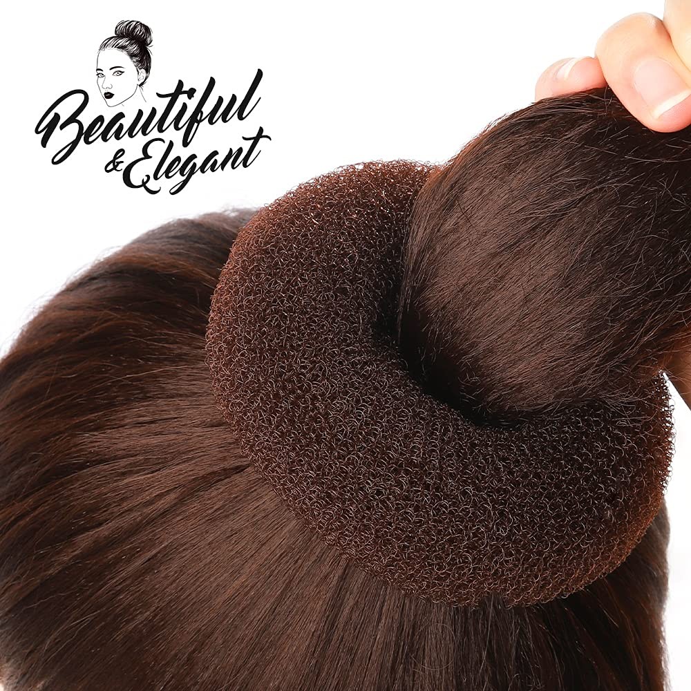 Teenitor Donut Hair Bun Maker Set – 7 Rings (1 Extra-Large, 2 Large, A-Brown