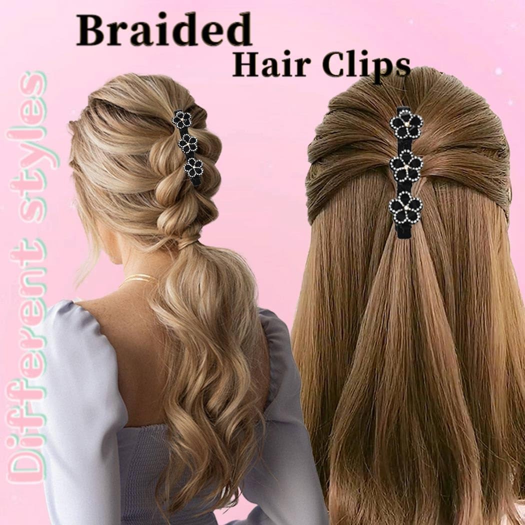 Outyua Braided Hair Clips Sparkling Crystal Stone Braided Hair Clips for Wome…