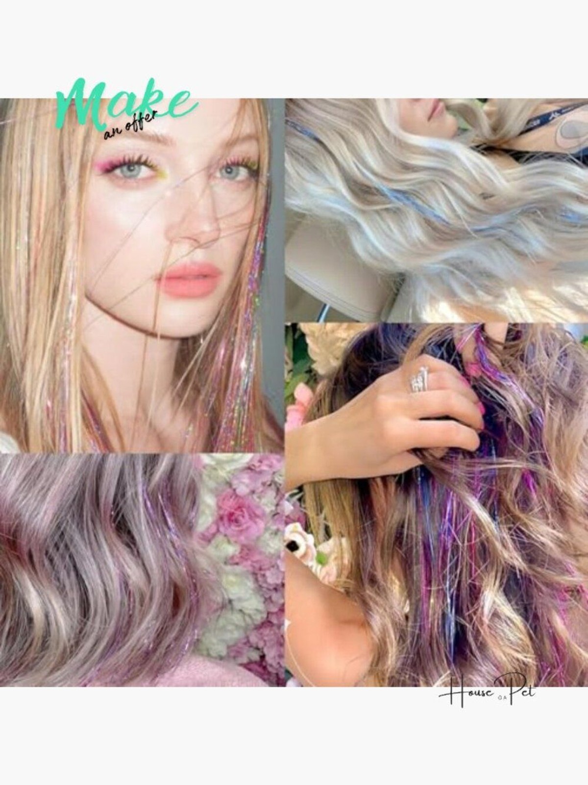 Hair Tinsel Kit 7600 Strands Heat Resistant Polyester Fiber Fairy Hair