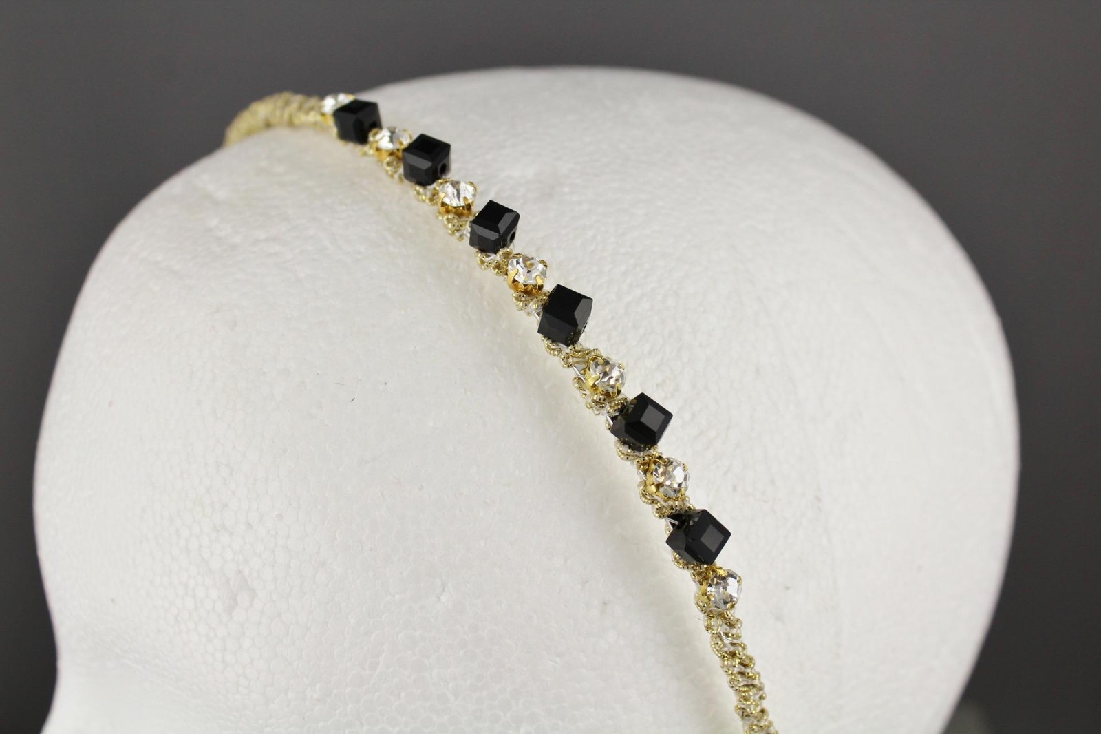 Black Gold skinny headband thin narrow sparkly hair band accessory crystal