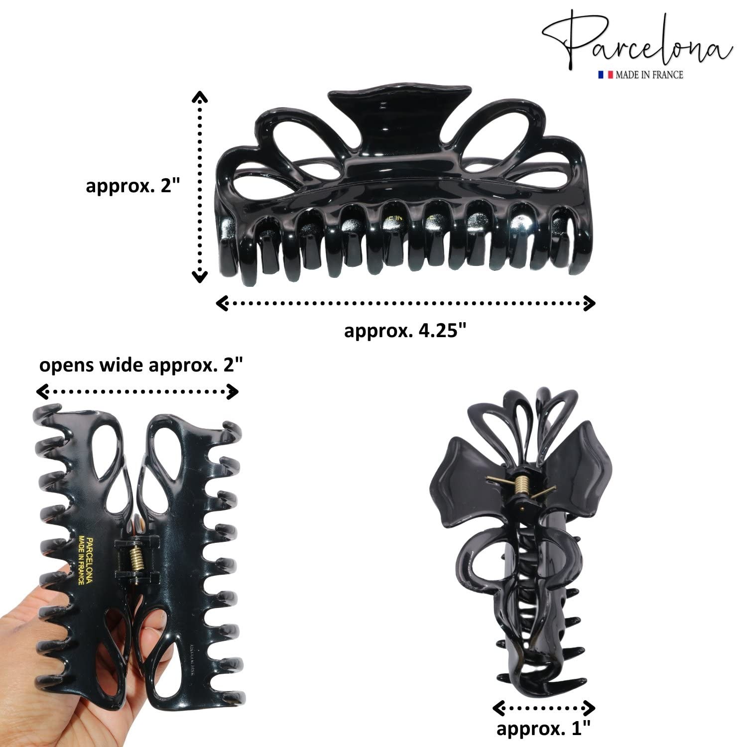 Parcelona French Double Loop Large Shell Claw Clip Clamp Clutcher 4.25 Inches