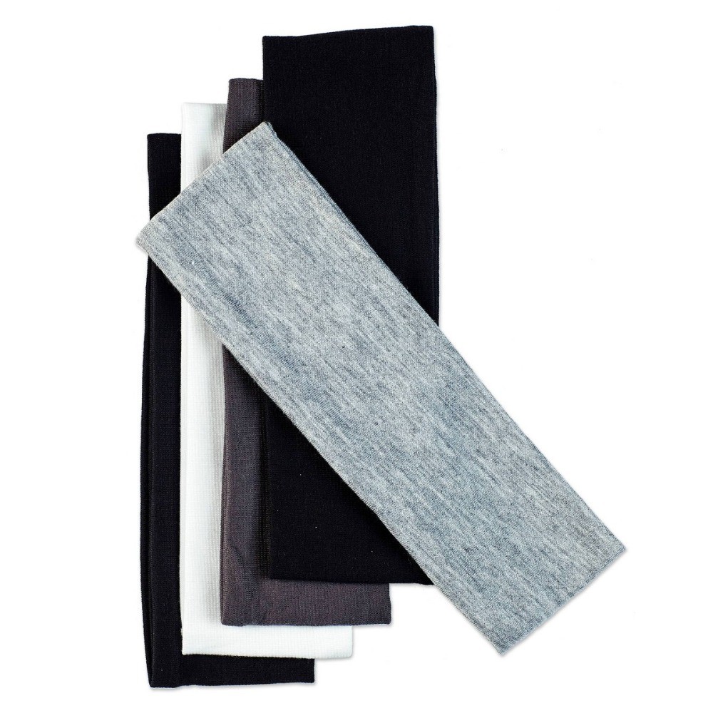 scünci No Damage Stretch Fabric Headbands – Black/White/Grays – All Hair