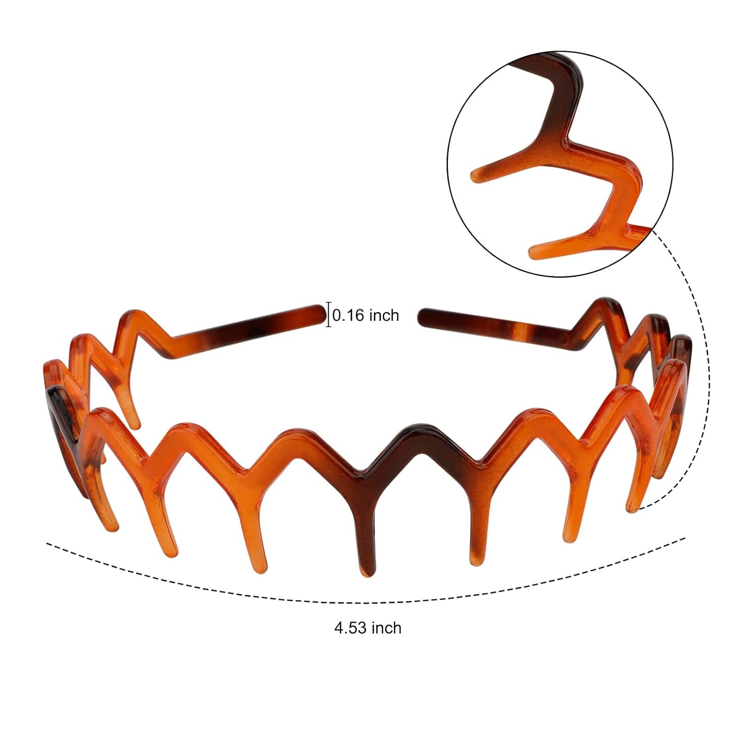 6 Pack Zig Zag Shark Tooth Hair Comb Headbands for Women Plastic Hair Bands Hair
