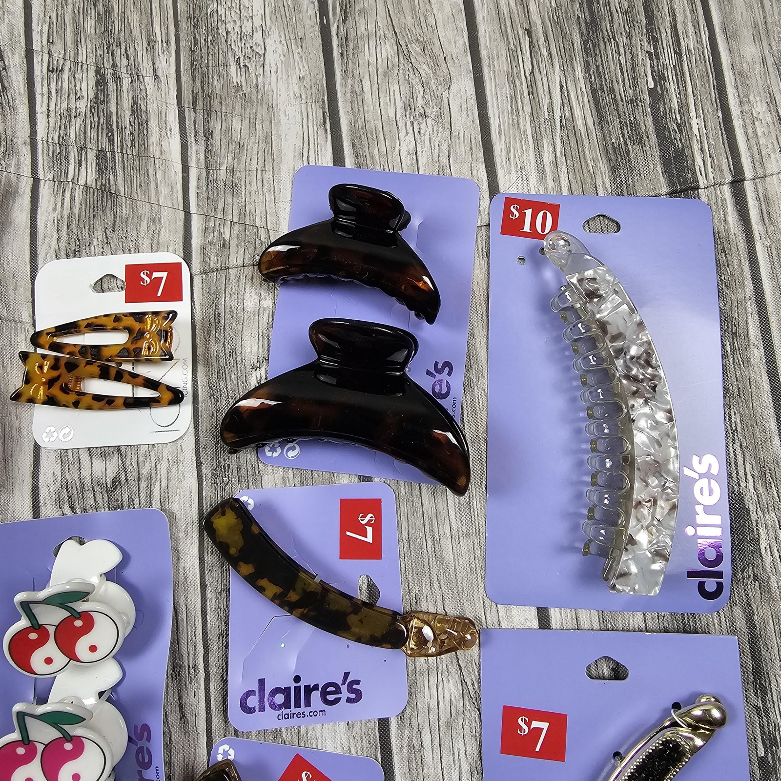 Claires Hair Clips Barrettes Banana Claw Lot New On Cards Tortoise Glitter Set