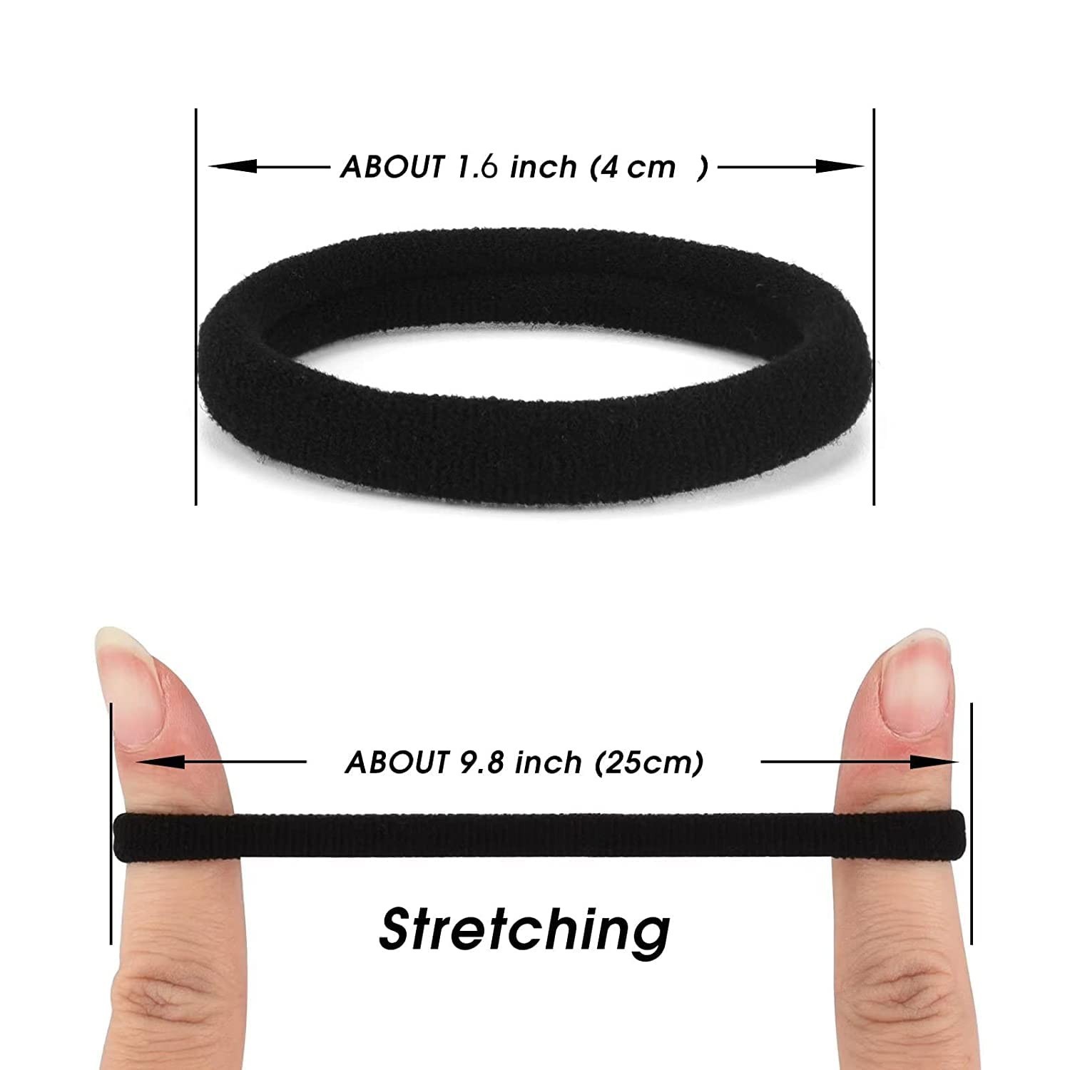 iFwevs 50PCS Black Hair Ties,Cotton Seamless Ponytail Holders,No Damage Elastics