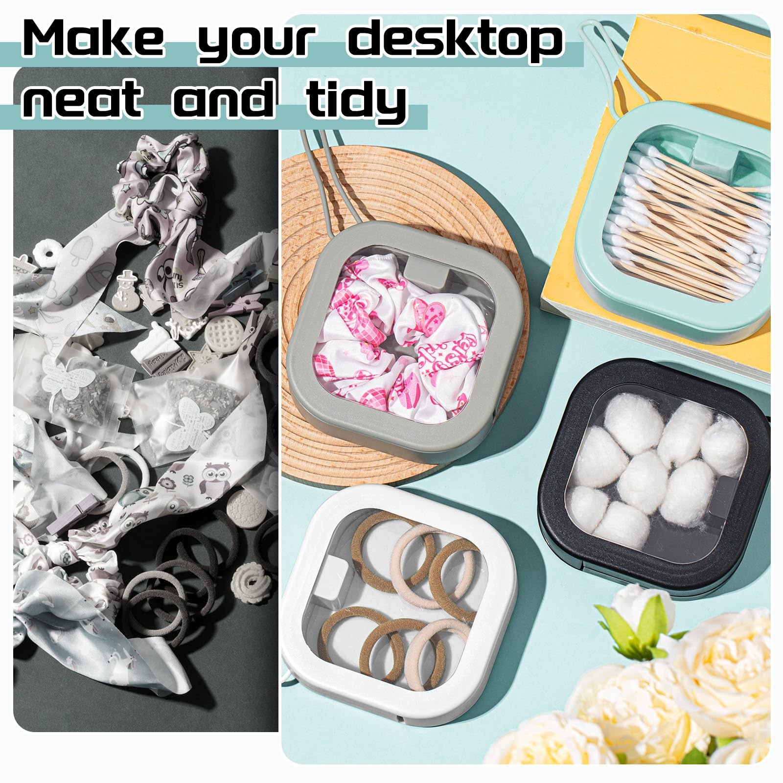 Kathfly 4 Pcs Hair Tie Organizer, 3.7 x x 1.2 inches, Assorted Colors