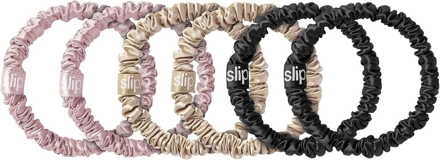Slip Silk Skinnie Scrunchies Set Pure Mulberry Silk Hair Ties Pack of 6