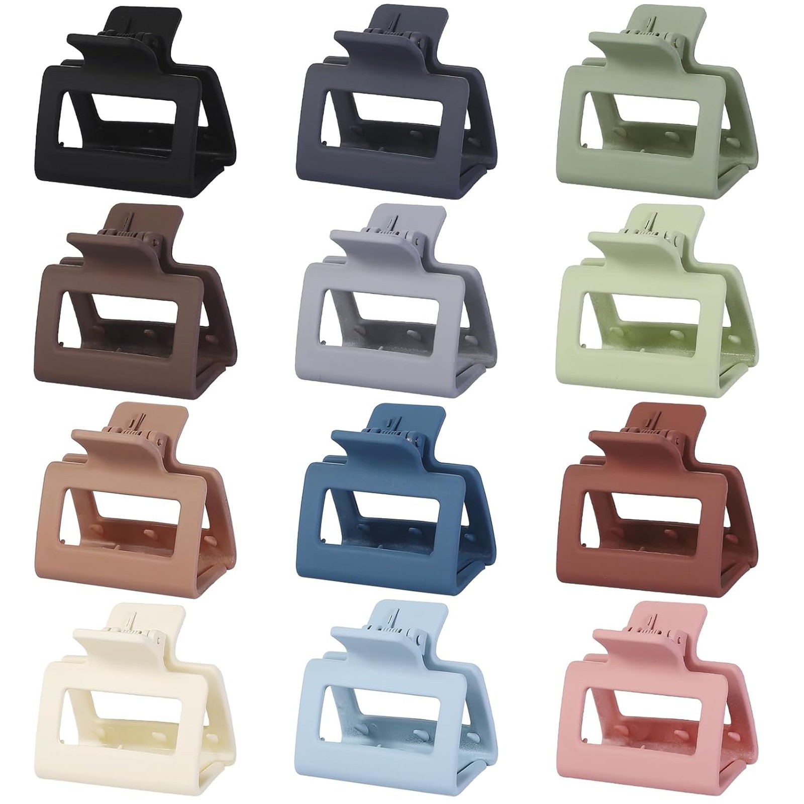2 Inch Hair Claw Clips Mixed Colors Medium Size Acrylic Square Nonslip Hair